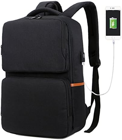 Niceeday Unisex Nylon Solid Color School Bag USB Charging Port Backpack Hiking Backpack Cool Laptop Bag Travel Sports Backpack