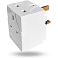 3-Way Plug Adaptor - 13A Multi Adaptor Extension - Double UK 3 Pin Socket Wall Extension - Power Extender Block Splitter
