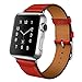 Produktbild bingT Kompatibel mit Lederarmband Apple Watch 44mm 42mm Armband Leder Echtleder Ersatzarmband Uhrenarmband Ersatz für iWatch Serie 4 Serie 3 Serie 2 Serie 1 (Rot)