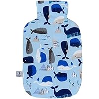 Wärmflaschenbezug Wale in blau für 2 l Wärmflasche