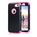 Produktbild Girlyard Tough Armor Hülle für iPhone 8/ 7 Hybrid 3 in 1 Vorne und Hinten Bumper Schutz, Weich Silikon mit Hart PC Full Cover High Impact Defender Anti-Kratzer Stoßfest für iPhone 7/ iPhone 8 (4.7 Zoll) - Schwarz + Rose Rot