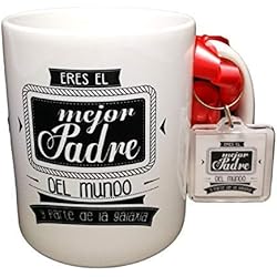 Taza Frase con Llavero Eres EL Mejor Padre del Mundo Y Parte DE LA Galaxia Regalo Dia del Padre. Taza Original. Regalo PAPÁ
