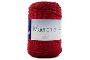 WOOLOVE Macramè-Cordino Intrecciato in Cotone Biologico Fettuccia da Lavorare all'Uncinetto, macramè ECC Rosso 401