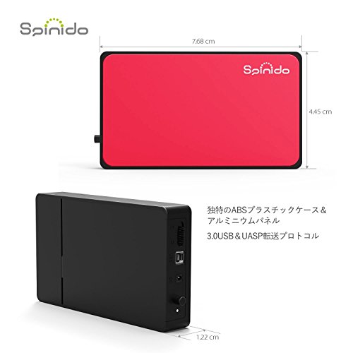 UASP Mode Festplattengehäuse, Spinido® USB 3.0 & 2.0 Aluminium Externes Festplatten Gehäuse Optimiert für 3.5″ SATA III HDD mit USB 3.0 Kabel, Tool-free ( werkzeuglose Installation ) Kompatibel mit Windows 98SE / ME / 2000 / XP /Vista / 7 / 8, Mac OS 9.0 usw. ( Rot) - 5