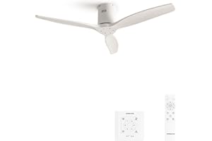 CREATE / WINDCALM/Ventilador de techo ABS blanco con controlador y mando / 40W, Silencioso, Ø132 cm, 6 velocidades, temporizador, función verano-invierno