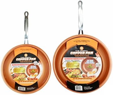 Masterpan Copper Induction Non Stick Frying Pan Set 20cm & 22cm | Perfect for Pancakes, Fried Eggs | Non Toxic Frying Pans | Durable Camping Cookware | Egg Frying Pan Non Stick Pan Ceramic Pan