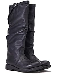 Stivali donna BIKKEMBERGS pelle nera, modello BKW101890/BLACK, vintage 256 high boot w used, nuova collezione autunno inverno 2017/2018.