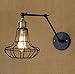 Produktbild NIAI Industrielle Wandleuchte Verstellbarer Sockel Rustikaler Draht Metallkäfig Wandleuchte Retro Wandlampen Indoor Home Vintage Leuchte (Einzellampe mit modernem Schwarz lackiert) (Farbe : C)