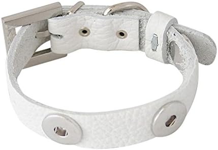 Leather dog collar for click buttons white - 25,5 - 35,5 cm
