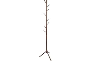 Harbour Housewares Dark Wood Wooden Coat Rack Stand with 8 Hooks - Hall Tree Entryway Storage Floor Freestanding Coat Stand for Clothes, Jackets, Bags, Hats