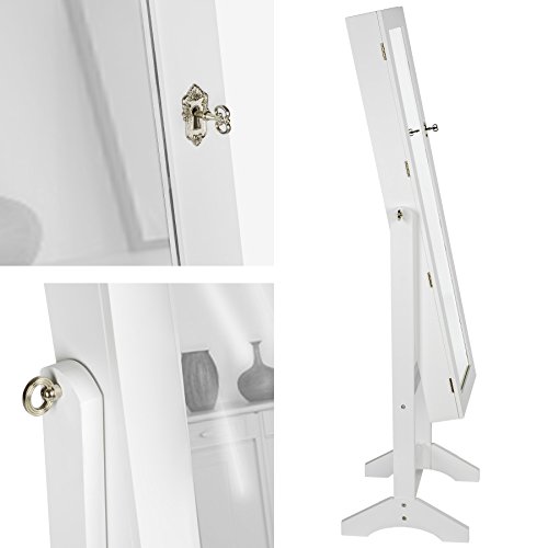 TecTake Luxus Spiegelschmuckschrank mit extra großem Spiegel (Weiß) - 6