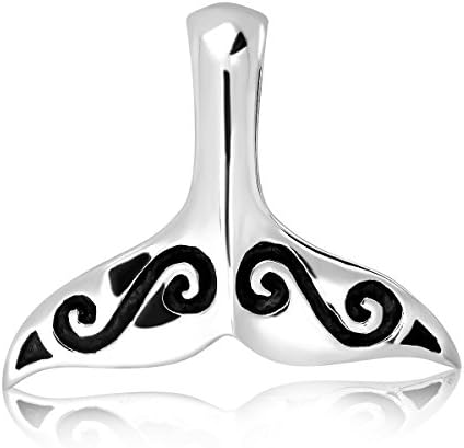 Sistakno Sterling Silver 925 Graceful Ornamentation Aboriginal Aquatic Maori Polynesian Hawaiian Tribal Mermaid Knot Whale Tail Pendant