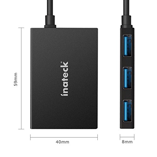 Inateck Hub USB 3.0 4-Port Ultra dünn, Aluminium Hub mit Datentransfer bis zu 5GB/S - 5