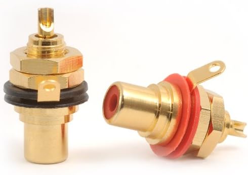 4 Neutrik REAN Phono RCA Chassis Mount Socket Connectors Gold Plated NYS367-RB