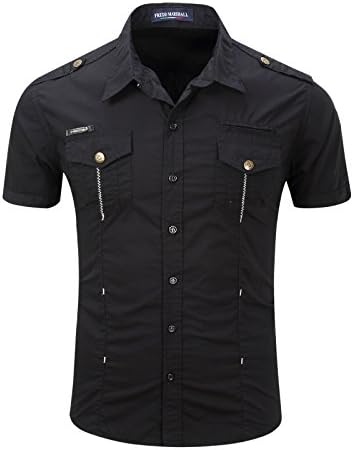 Yiye Men's Short Sleeve Casual Shirts Outdoor Hiking Workwear Cotton Wash Cloth
