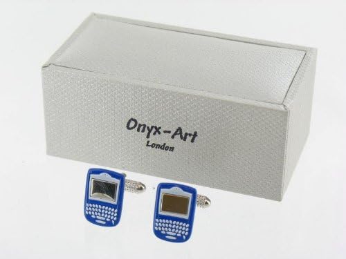 Highest Quality Onyx Art - Gentlemans/Mens/Mans/Gents Novelty Stainless Steel BLUE BLACKBERRY/TECHNOLOGY Design Cufflinks, Great Gift Idea for Birthdays, Christmas, Anniverary or Valantines