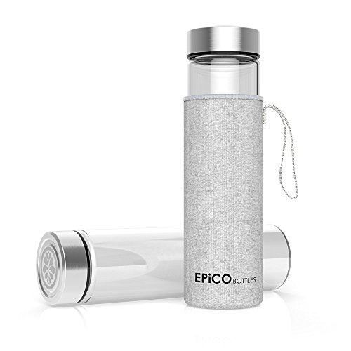 EPiCO BOTTLES Classic 600ml | Glasflasche für Unterwegs | Trinkflasche aus Glas zum Mitnehmen | Wasserflasche für heiß kalt Getränke | Perfekt für Yoga, Wandern, Büro | Ideal für Smoothies, Tee | BPA-frei - 4