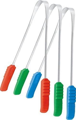 Tongue Scraper Steel with Plastic Handle Recommended By Professional For Oral Hygiene, Fresh Breath,Pack of 6, Color may Vary