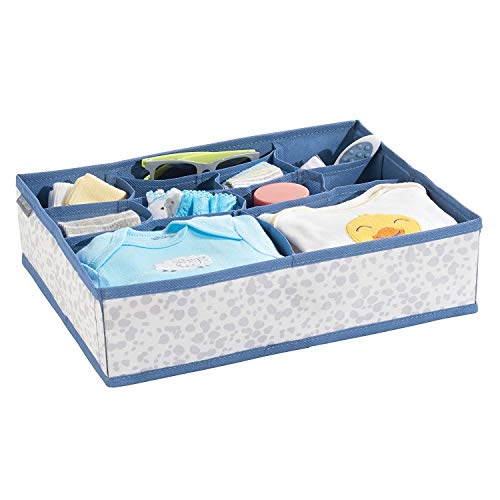 mDesign-bote-de-rangement-pour-chambre-denfant-en-polypropylne-lot-de-4--bac-de-rangement-pour-accessoires-de-bb--aussi-comme-organiseur-de-tiroir-armoire-table--langer--bleu-et-gris