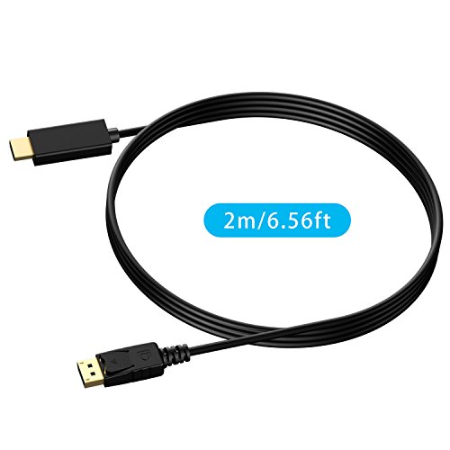 DP auf HDMI, TechRise 2-Meter Vergoldet Displayport zu HDMI Kabel HDTV Konverter Adapter, Full HD 1080p Hochgeschwindigkeits Video und Audio unterstützt - 5