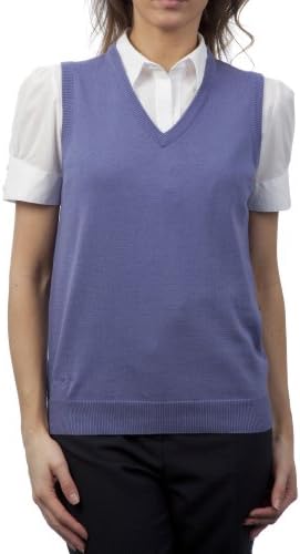 Glenmuir Ladies' 100% Supersoft Cotton V Neck Slipover-Iris-X-Small