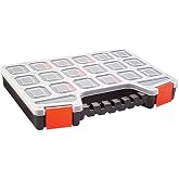 SUWORS 18 B&ouml;lmeli Mega Organizer Kutu, Şeffaf Kapaklı Vida &Ccedil;ivi D&uuml;zenleyici, 32.5 x 24.5 x 5 cm, Sert Plastik Taşıma &Ccedil;antası