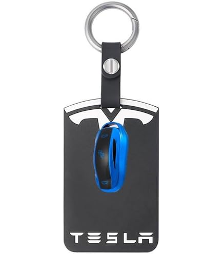 Aicharynic Sleutelkaarthouder voor Tesla Model 3, model Y siliconen sleutelhanger, kaarthouder siliconen beschermhoes, sleutelhanger, sleutels, Tesla-accessoires, zwart, zwart
