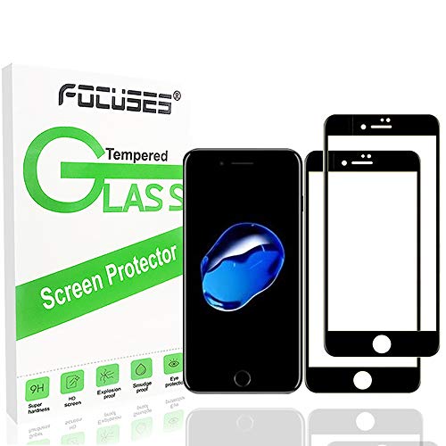 Focuses iPhone 8 Plus/7 Plus Screen Protector, [2-Pack] 5D Screen Protector iPhone 7 Plus/8 Plus [Full Coverage] [Bubble-Free] [Scratch-Resistant] Tempered Glass for iPhone 7P/8P (Black)