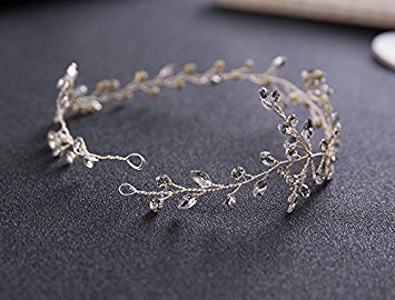nalmatoionme Fashion Leafs Kristallen Brautschmuck Haarband Hochzeit Kopfbedeckung Zubehör - 3