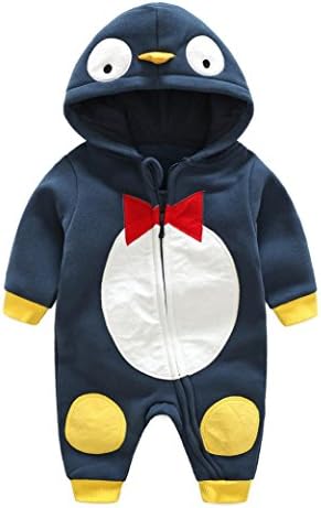 Baby Romper Jumpsuit, Dorame Toddler Boys Girls Animal Cartoon Hoodie Rompers Outfits Clothes (80/9-12M, Navy)