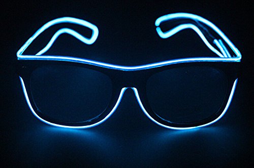 UTOVME EL Leuchtbrille Party Club LED Leuchten Brillen Partybrille Eyeglasses leuchtende und blinkende Brill mit Batterie Box - 2