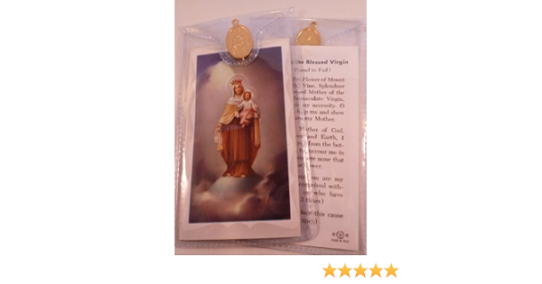 Our Lady Of Mount Carmel Prayer Card And Medal Amazon Co Uk Home Kitchen