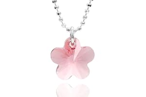 butterfly Enfant Fille Chaîne vrai Argent Swarovski Elements originaux Fleur bleu clair longueur réglable Emballage cadeau enfant fille cadeaux