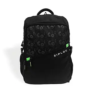 IFFOVERSEAS ZIPLOC Polyester 25 Liters Black Dual Compartments Laptop Backpack for High School College Girls Boys, Travel, Jogging Camping Trekking Gymnastics