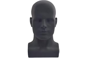 Haptufer Male Mannequin Professional Manikin for Display Wigs Hats Headphone Display Stand (Black)