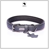 PROFTI Lederhalsband für Hunde, Leder mit Schaumstoff (S, Schwarz)