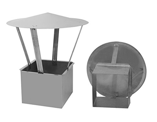 Regenhut Schornsteinaufsatz Edelstahl rundes Dach Einschub scharf eckig + Silikon (200)