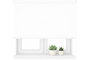 DH DREAMER HOME DH DREAMHER Home Estor Enrollable Translúcido Liso – Poliéster 100%, Resistente a Humedad y UV, Fácil Instalación 80X200cm - Blanco