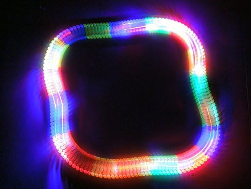 HKA 220 Pieces (11 feet) Magic Glow Tracks Car Glow in Dark Racing for Kids Amazing Racetrack with 2 Cars (Tracks set with two cars)