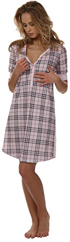 Italian Fashion Yara Short Sleeve Maternity/Nursing Nightdress,Size S,Pink