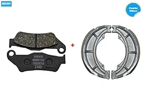 NIKAVI Front & Rear (Combo) Brake Pad + Brake Shoe Set Compatible for Pulsar (DP1+BSS05)