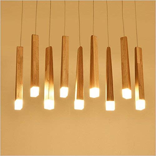 Preisvergleich Produktbild Lisen Shine-Pendelleuchte Esstischlampe Höhenverstellbar Esszimmerleuchte Retro Holz Hängelampe Pendellampe Vintage Modern Deckenleuchte (9-Flammig) [Energieklasse A++]