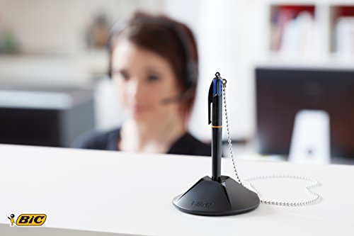 BIC Kugelschreiber-Ständer (mit Druckkugelschreiber 4 Colours Counter Pen, inklusive 4 blauer Minen) schwarz - 3