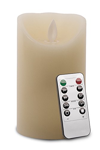 DecoLite LED Kerze 12,5 x 7,5 cm mit beweglicher Flackerflamme - elfenbein - inklusive Fernbedieung mitTimer und Batterieren