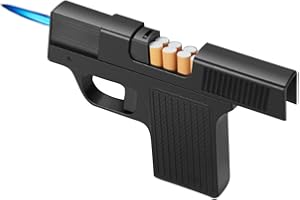 ‎LLIANG Feuerzeug für Männer Bietet Platz für 8 Winddichtes Feuerzeug Fackel Feuerzeug Butan Feuerzeug Windproof Feuerzeug Nachfüllbar Einstellbare Jet Flamme Feuerzeug(Schwarz) (02)