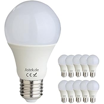 Astek X38-10 A+, LED-Leuchtmittel, Plastik, 10 W, E27, weiß, 11 x 6 x 6 cm