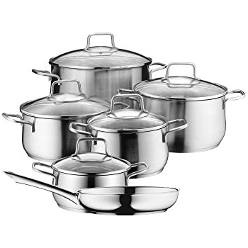 WMF Brilliant Topfset, 6-teilig, mit Glasdeckel, Kochtopf