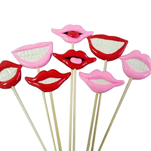 DIY 8pcs Polymer Clay Photo Booth Props für Hochzeit, Lippen Bilder Requisiten Karte
