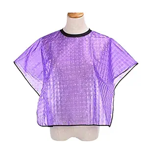 MEICOLY Professional Waterproof Cloth Cutting Dye Shawl Pads Hair Salon Barber Stylist Hairdresser Cape with 100 Pcs Disposable Earmuffs,Purple