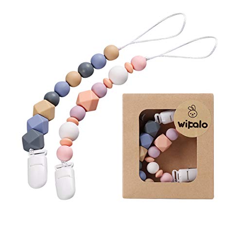 Wipalo Cadenas para Chupetes sin BPA, Chupetes Clip de Silicona Para Bebé, Mordedor de Silicona, Regalo Para Bolso Chupete
